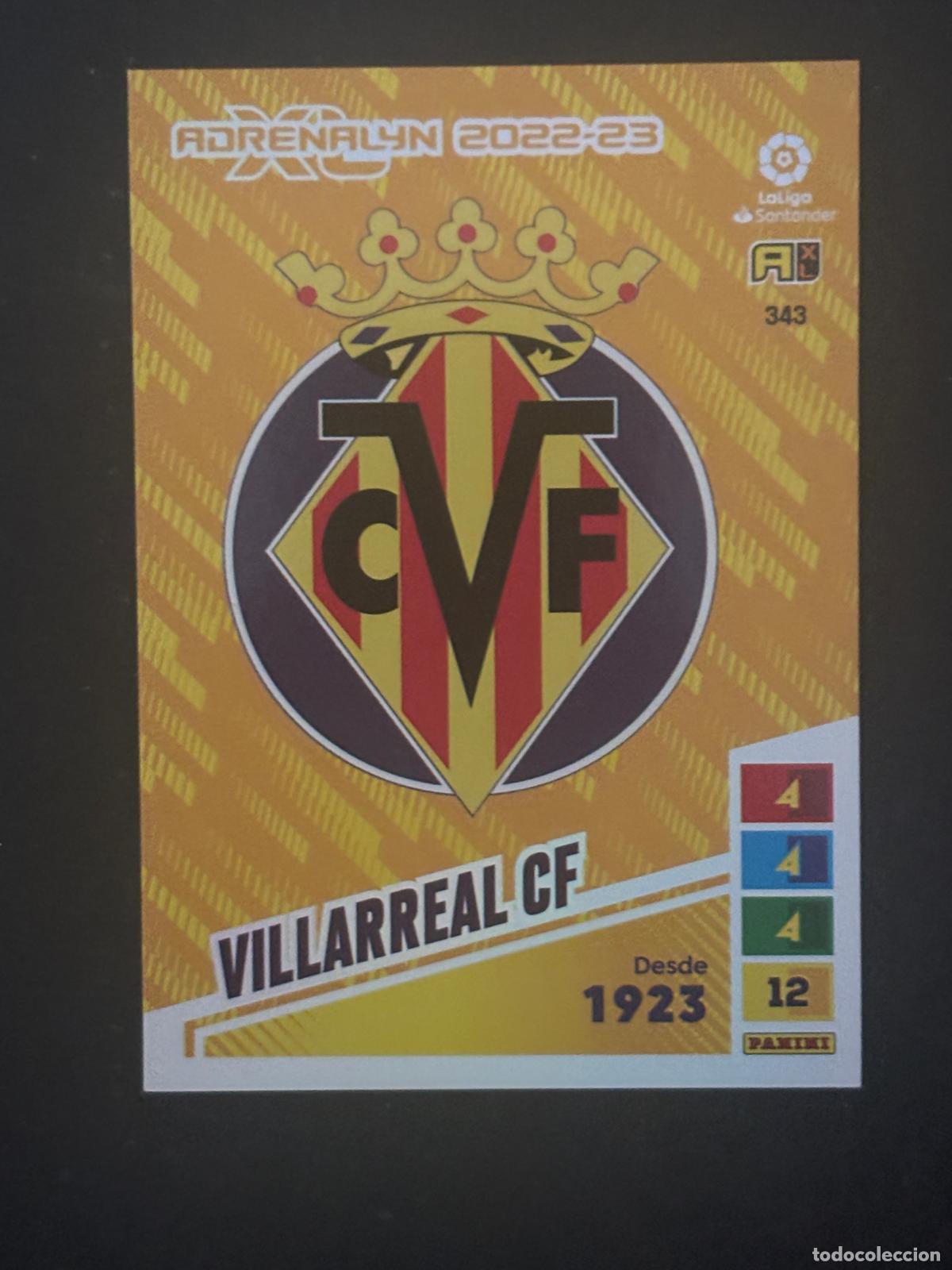 Fu&szlig;ball-Sticker: 343 ESCUDO VILLARREAL ADRENALYN XL LALIGA SANTANDER 22-23 2022-2023 PANINI