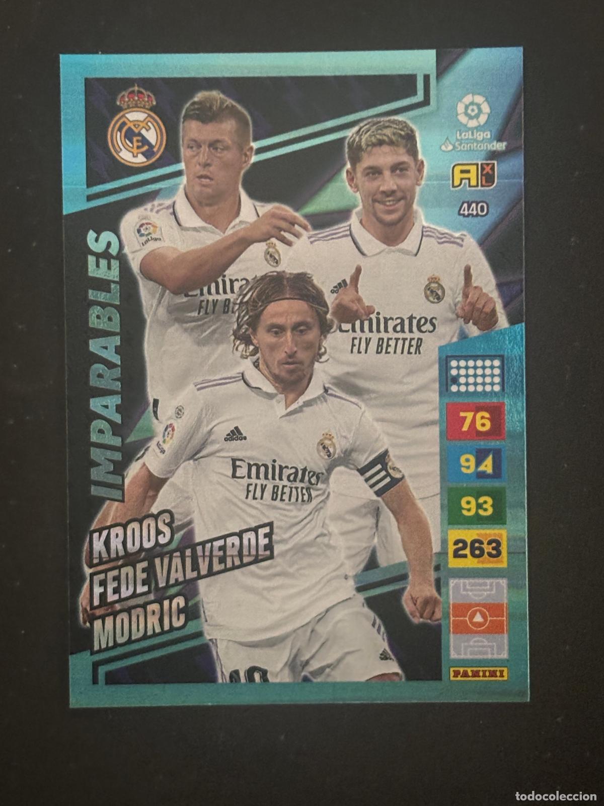 Cartes &agrave; collectionner de Football: 440 KROOS/FEDE VALVERDE/MODRIC REAL MADRID IMPARABLES ADRENALYN XL LALIGA 22-23 2022-2023