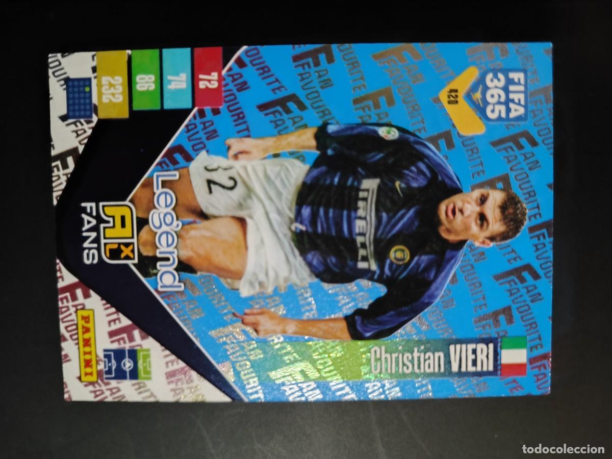 Cromos de f&uacute;tbol: ADRENALYN XL FIFA 365 2027 CARD FANS LEGEND AZUL VIERI INTER # 420 PANINI