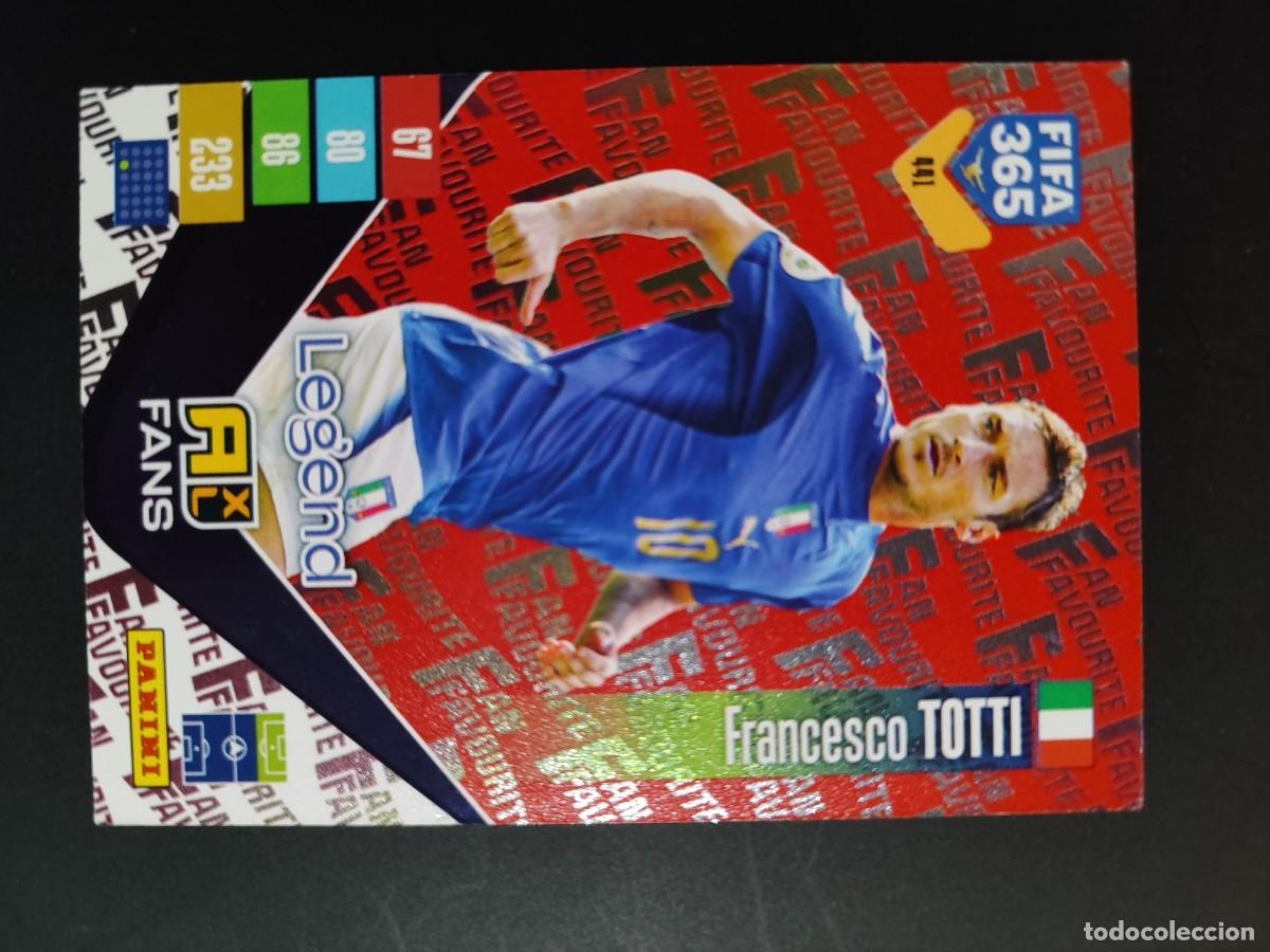 Cromos de f&uacute;tbol: ADRENALYN XL FIFA 365 2027 CARD FANS LEGEND ROJO TOTTI ITALIA # 441 PANINI