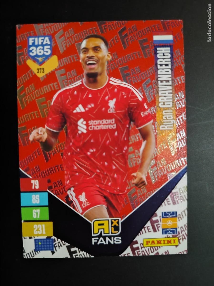Cromos de f&uacute;tbol: ADRENALYN XL FIFA 365 2027 CARD FANS ROJA GRAVENBERCH LIVERPOOL # 373 PANINI