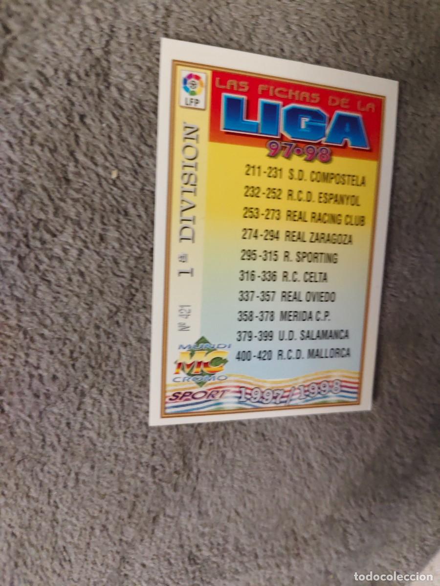 Cromos de f&uacute;tbol: 421. &Iacute;NDICE 1&ordf; DIVISI&Oacute;N CHECKLIST MUNDICROMO FICHAS 97 98 LIGA 1997 1998 CARD ABB