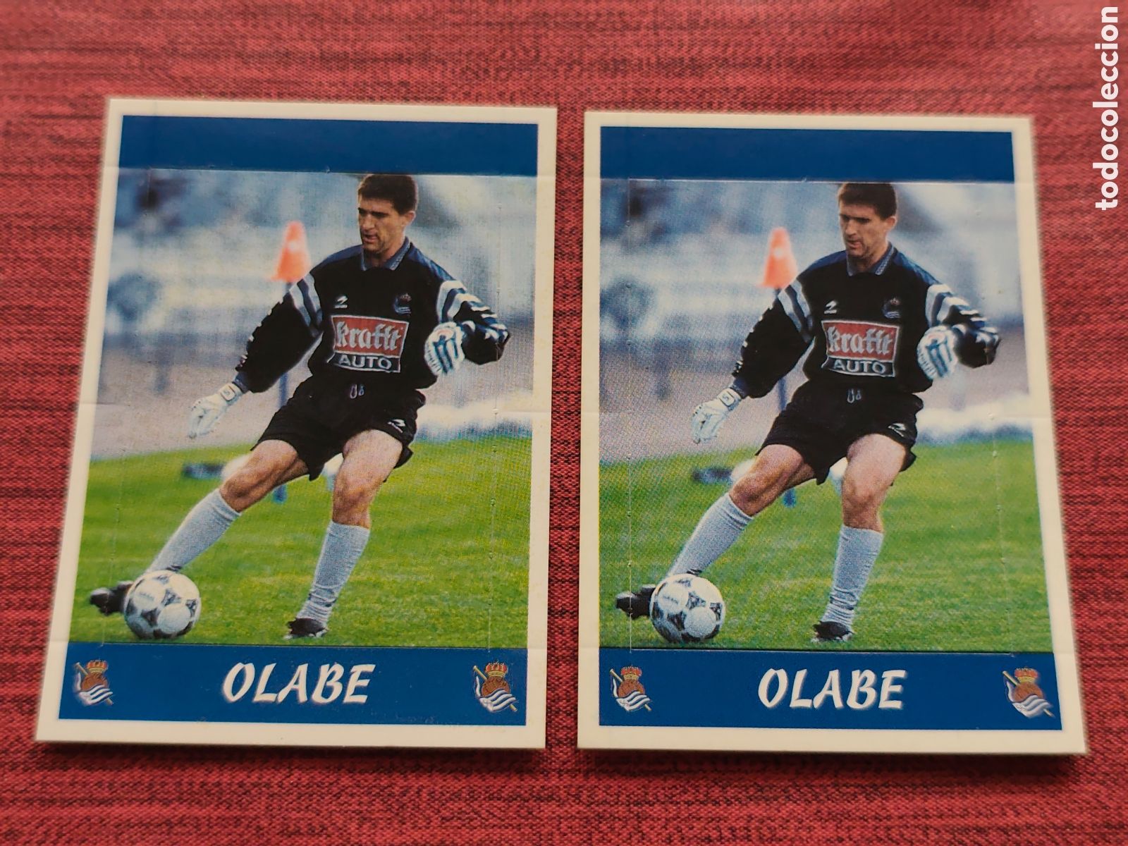 Cromos de f&uacute;tbol: DOBLE VERSI&Oacute;N TRASERA 128 OLABE REAL SOCIEDAD PANINI LIGA 1997 1998