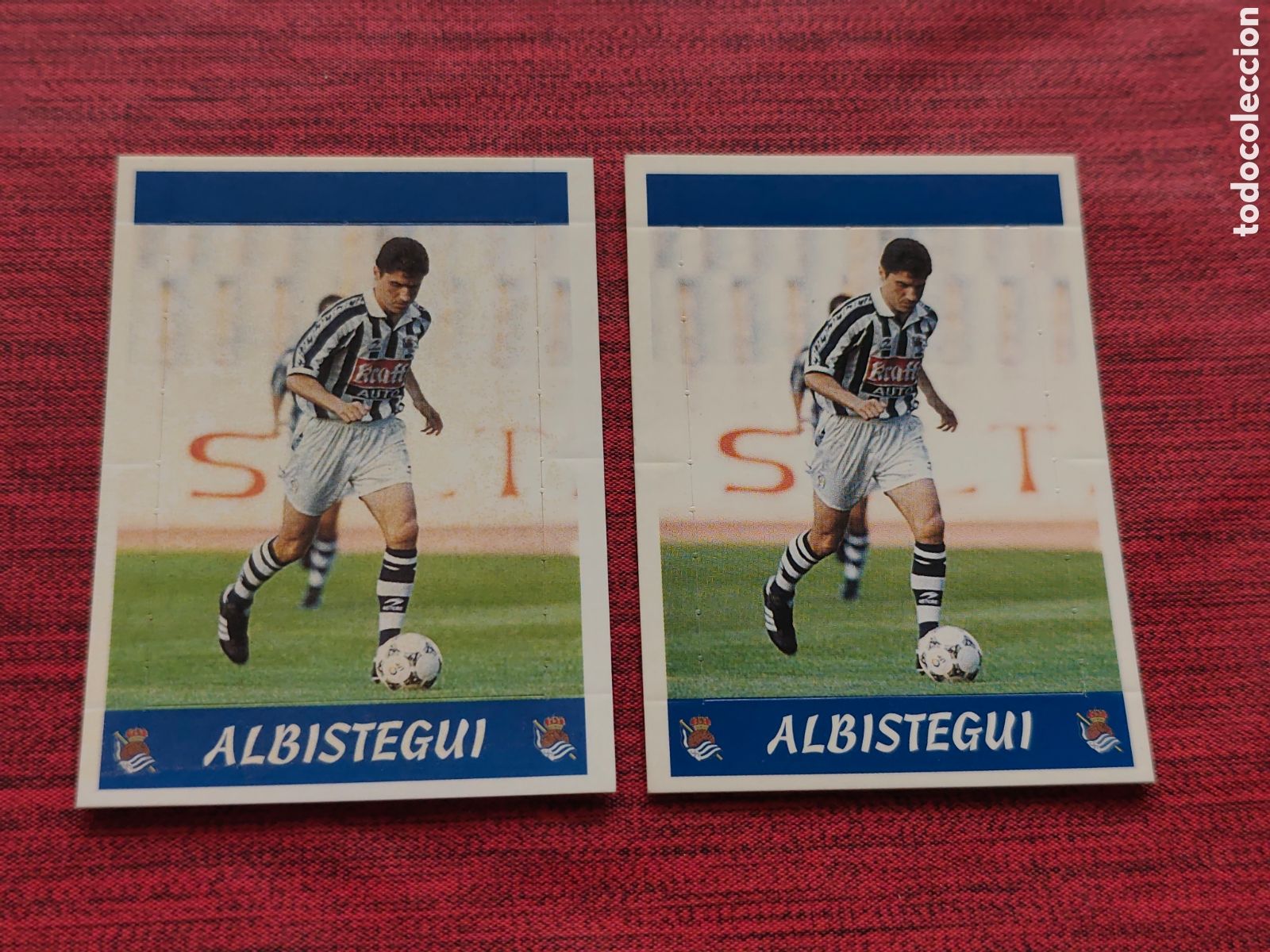 Cromos de f&uacute;tbol: DOBLE VERSI&Oacute;N TRASERA 117 ALBISTEGUI REAL SOCIEDAD PANINI LIGA 1997 1998