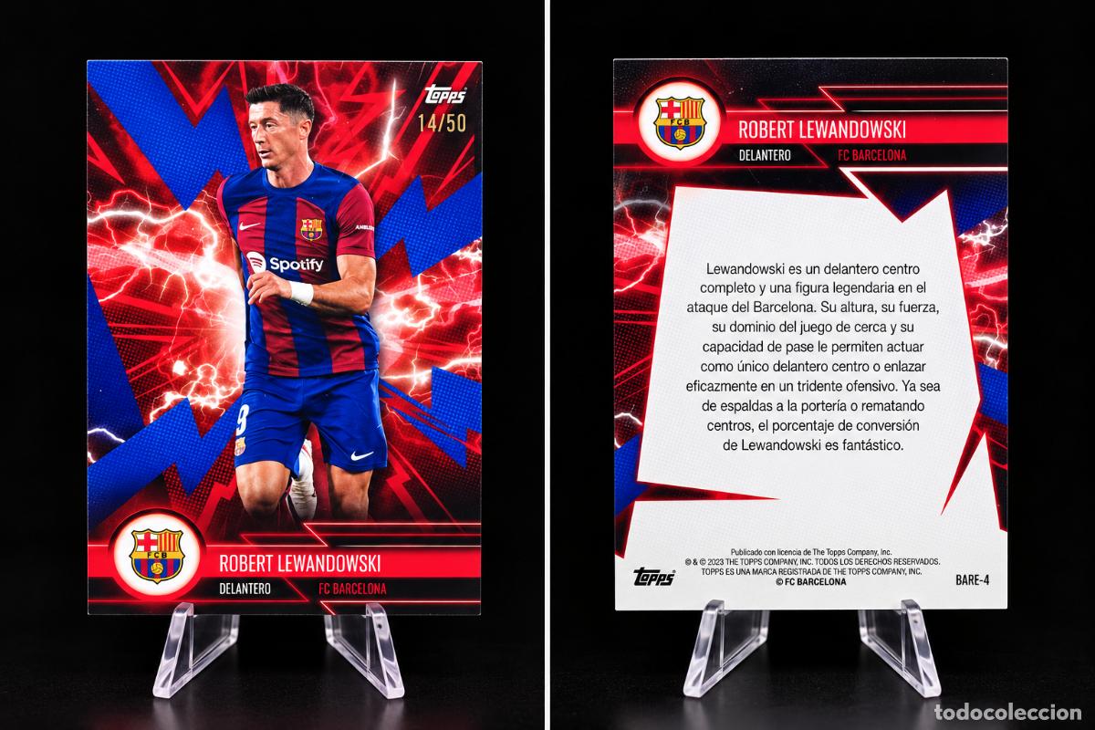 Cromos de f&uacute;tbol: 2023 Topps Barcelona Fan Set SuperElectric #BARE4 Robert Lewandowski Black /50