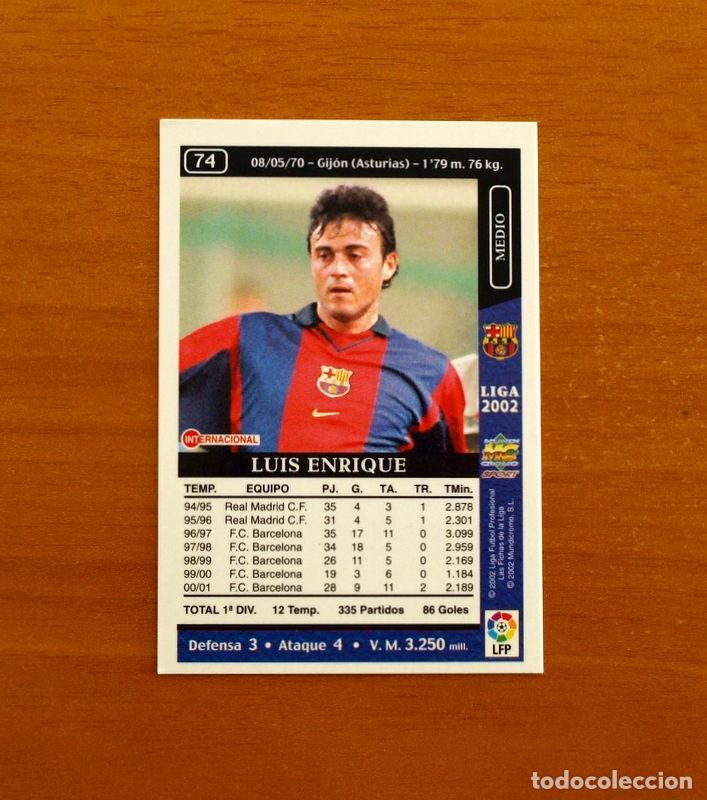 Cromos de f&uacute;tbol: Barcelona - N&ordm; 74, Luis Enrique - Mundicromo - Liga 2001-2002, 01-02 - Mundi Cromo Sport