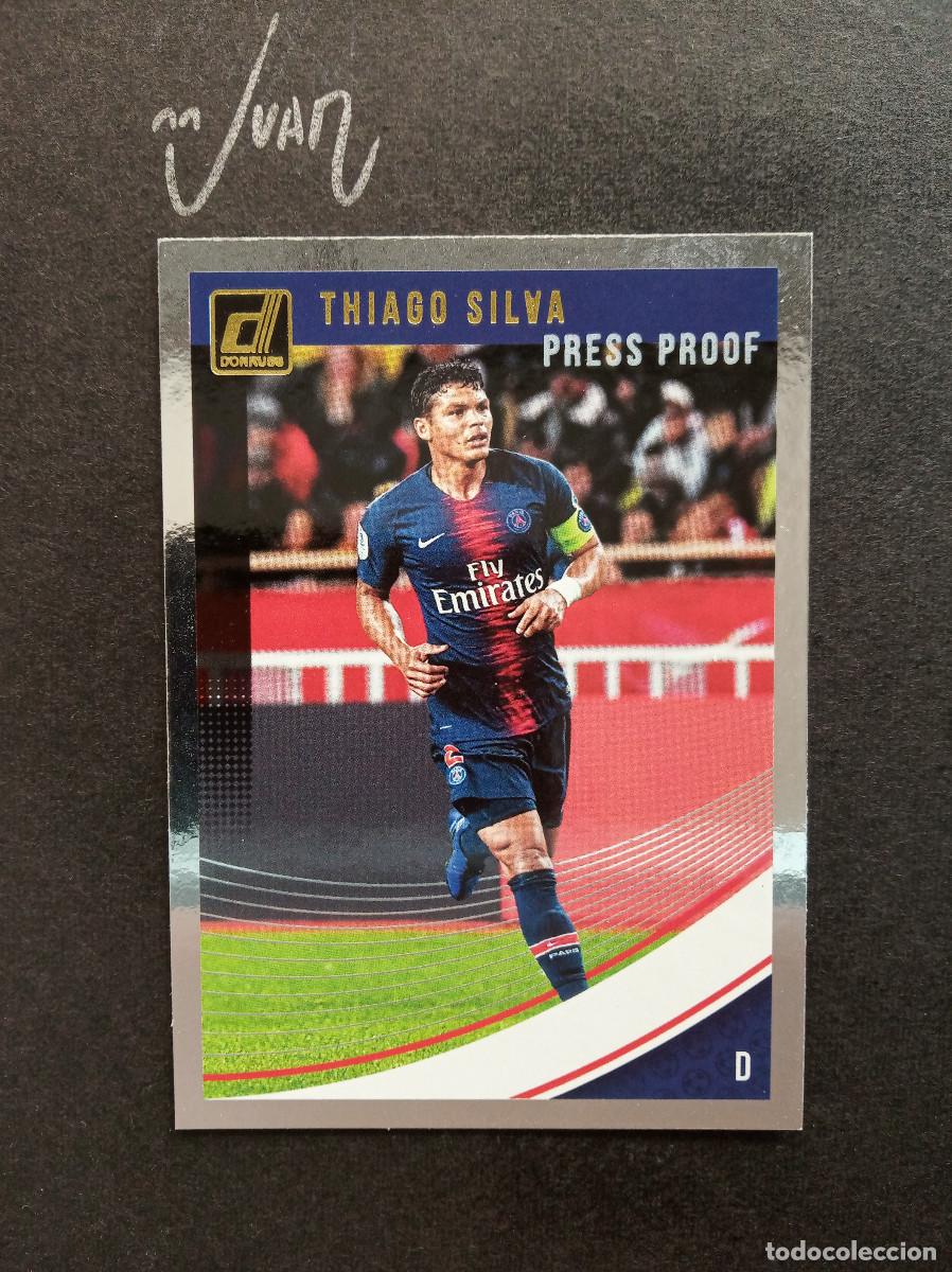Fu&szlig;ball-Sticker: N&ordm; 56 PRESS PROOF PARALELA SILVER THIAGO SILVA PARIS SAINT GERMAIN⚽ PANINI &reg; DONRUSS 2018 2019 18 19