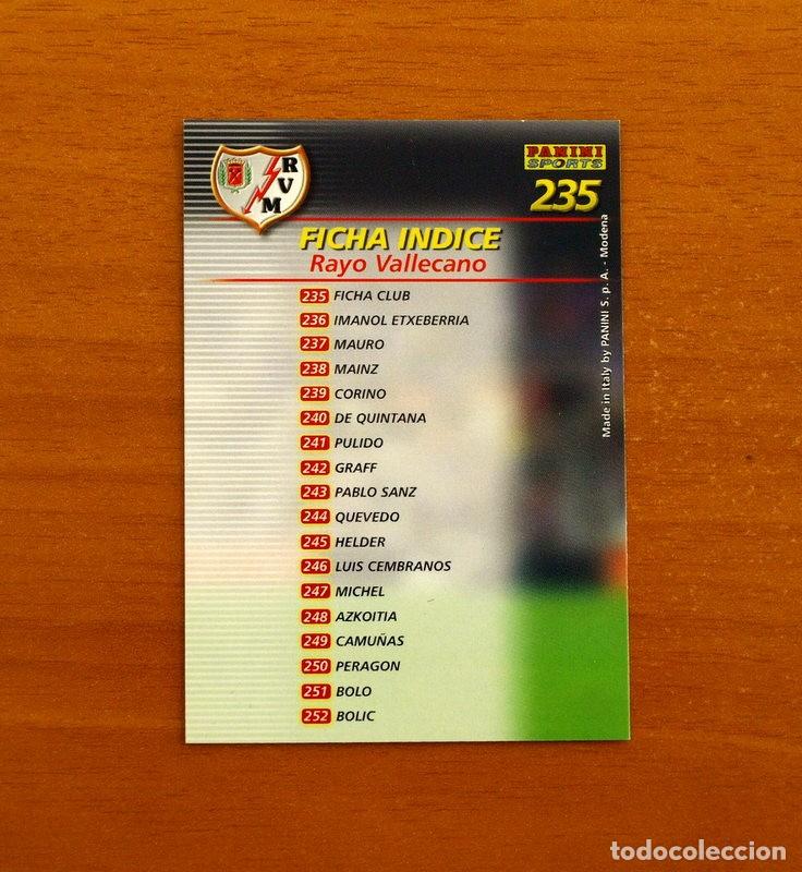 Cromos de f&uacute;tbol: Rayo Vallecano -N&ordm; 235 Ficha &iacute;ndice -Mega Fichas Liga 2002-2003-02-03 -Megafichas Panini Sports