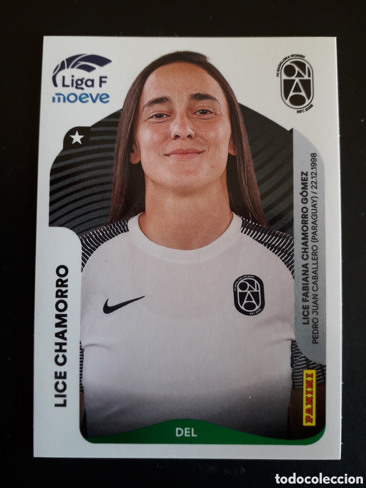 Cromos de f&uacute;tbol: LICE CHAMORRO BADALONA WOMEN N&deg; 81 LIGA F FEMENINA 2025 2026 25 26 PANINI SIN PEGAR PEDIDO M&Iacute;NIMO 3&euro;