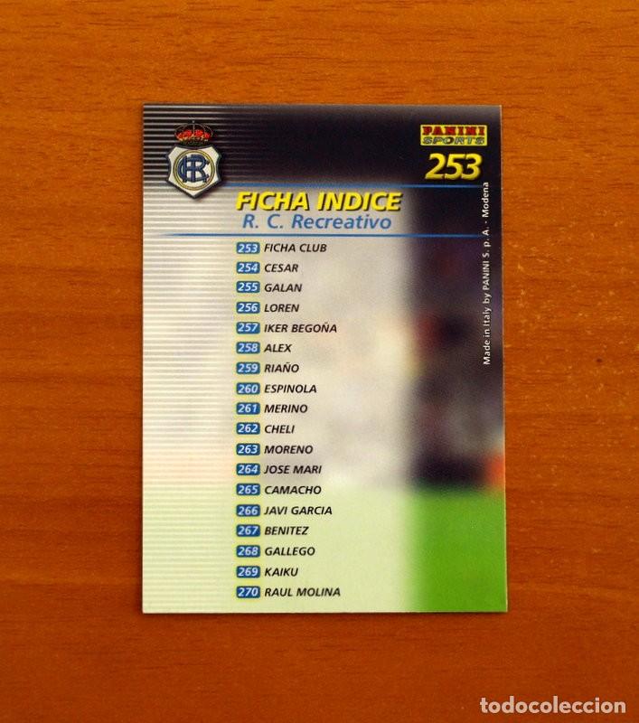 Football Stickers: Recreativo de Huelva -N&ordm; 253 Ficha &iacute;ndice -Mega Fichas Liga 2002-2003-02-03-Megafichas Panini Sports