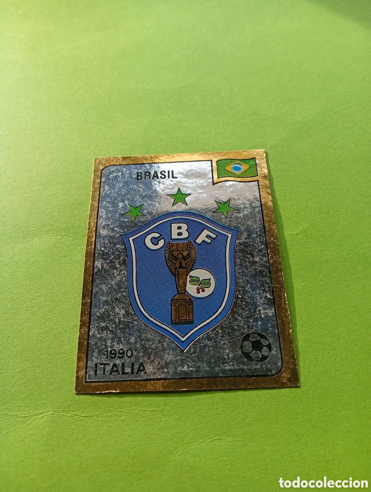 Fu&szlig;ball-Sticker: 1990 ITALIA 90 - N&ordm; 191 ESCUDO - BRASIL - ED. CARVAJAL / PANINI