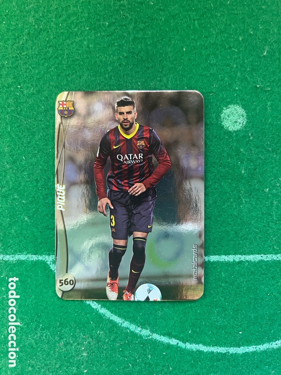 Cromos de f&uacute;tbol: 560 PIQUE BARCELONA LAS FICHAS DE LA LIGA 2014 2015 MUNDICROMO METALCARDS TOP 4 LISO