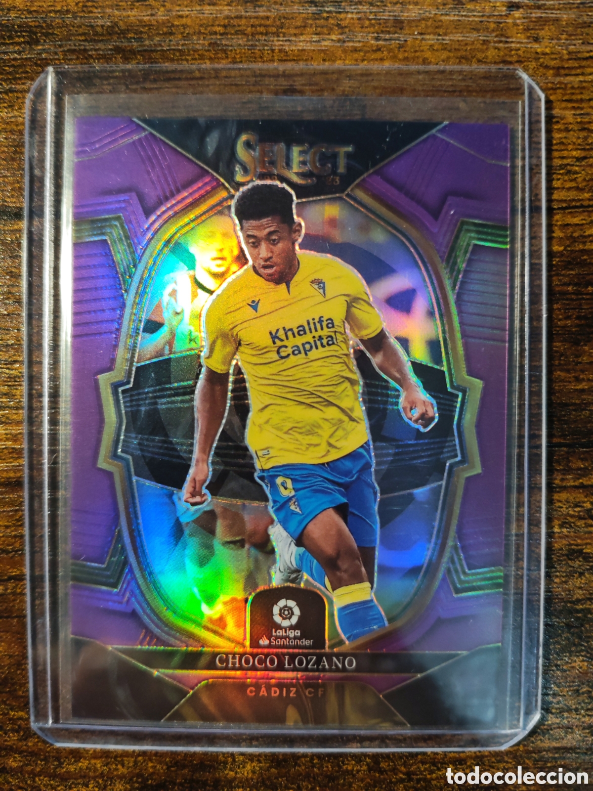 Cromos de f&uacute;tbol: Choco Lozano C&aacute;diz Base Terrace Purple /75 #22 Select La Liga 22-23