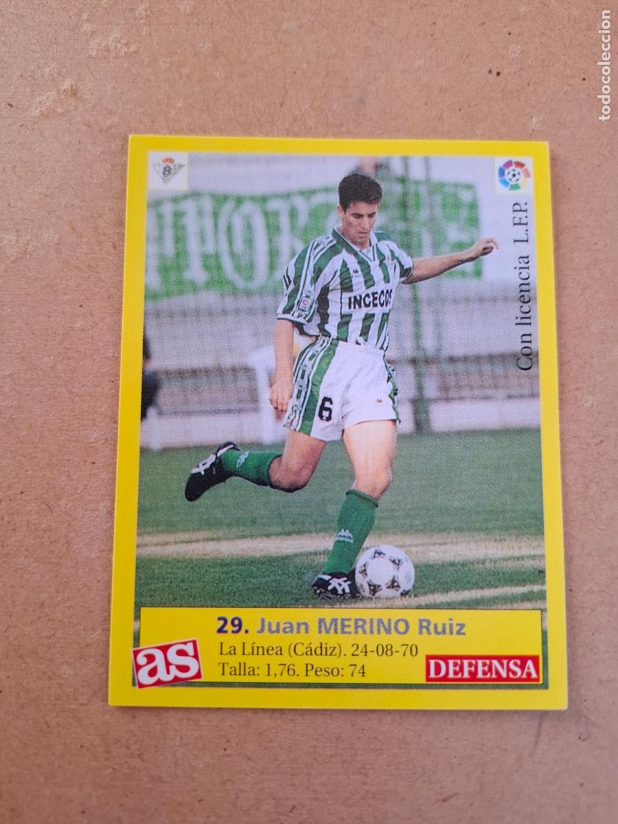 Figurine di Calcio: LIGA 95 96 1995 1996 - AS - 29 MERINO - REAL BETIS ( NUNCA PEGADO )
