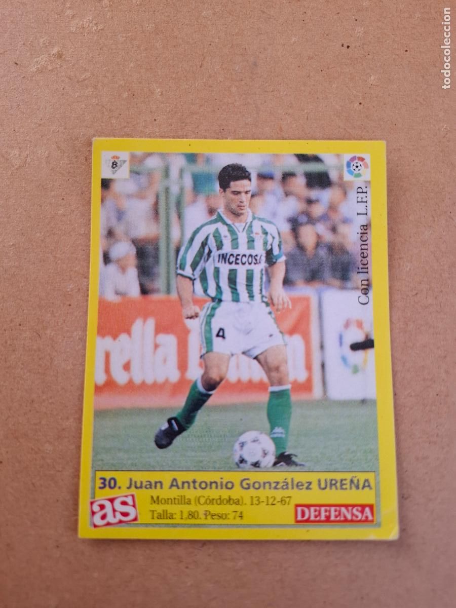 Figurine di Calcio: LIGA 95 96 1995 1996 - AS - 30 URE&Ntilde;A - REAL BETIS ( NUNCA PEGADO )