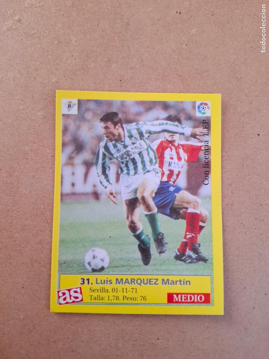 Figurine di Calcio: LIGA 95 96 1995 1996 - AS - 31 M&Aacute;RQUEZ - REAL BETIS ( NUNCA PEGADO )