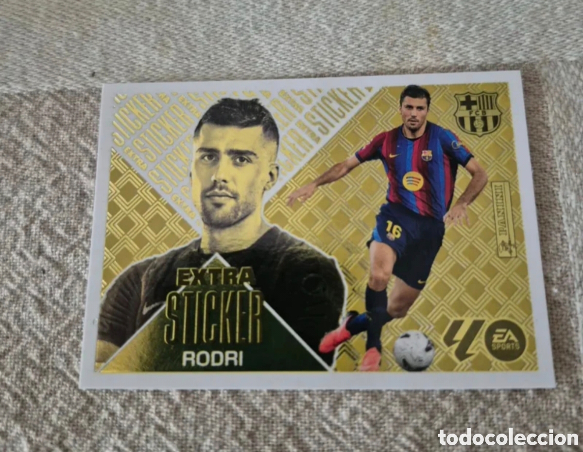 Cromos de f&uacute;tbol: EDICIONES ESTE 26 27 2026 2027 EXTRA STICKER RODRI BARCELONA ORO SIN PEGAR