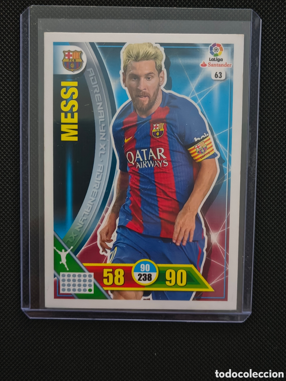 Cromos de f&uacute;tbol: CARTA LIONEL MESSI #63 ADRENALYN XL 2016/17 PANINI LALIGA