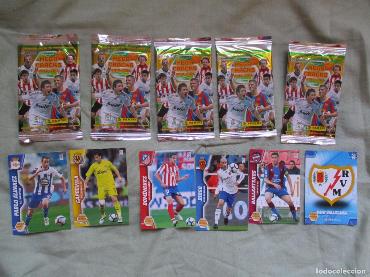 Cromos de f&uacute;tbol: 5 SOBRES SIN ABRIR MEGACRACKS 2010 2011 MGK 10 11 PANINI MAS 6 CROMOS