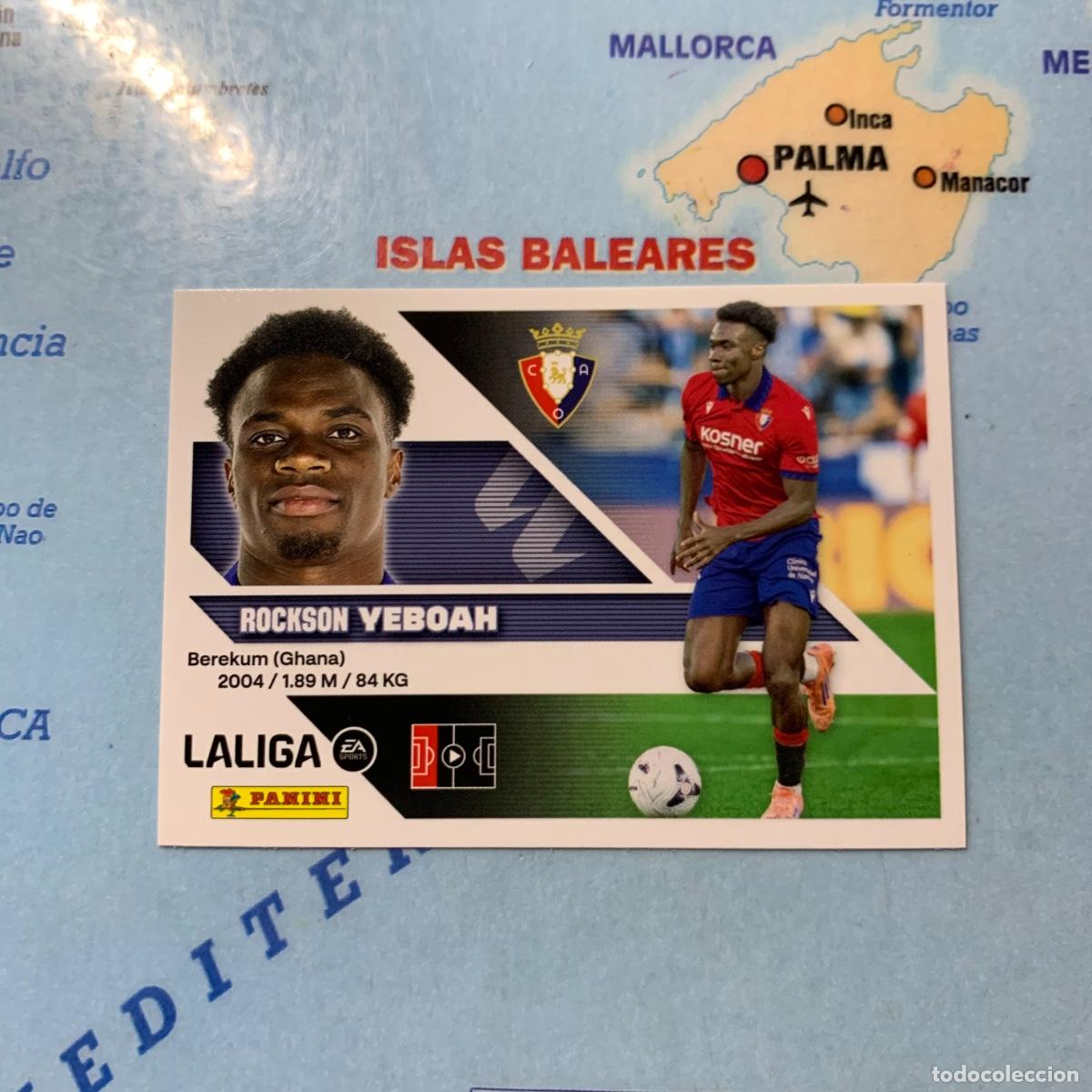 Football Stickers: Yeboah coloca n&uacute;mero 7 Bis Del Osasuna cromo de la liga este 26-27 2026-2027