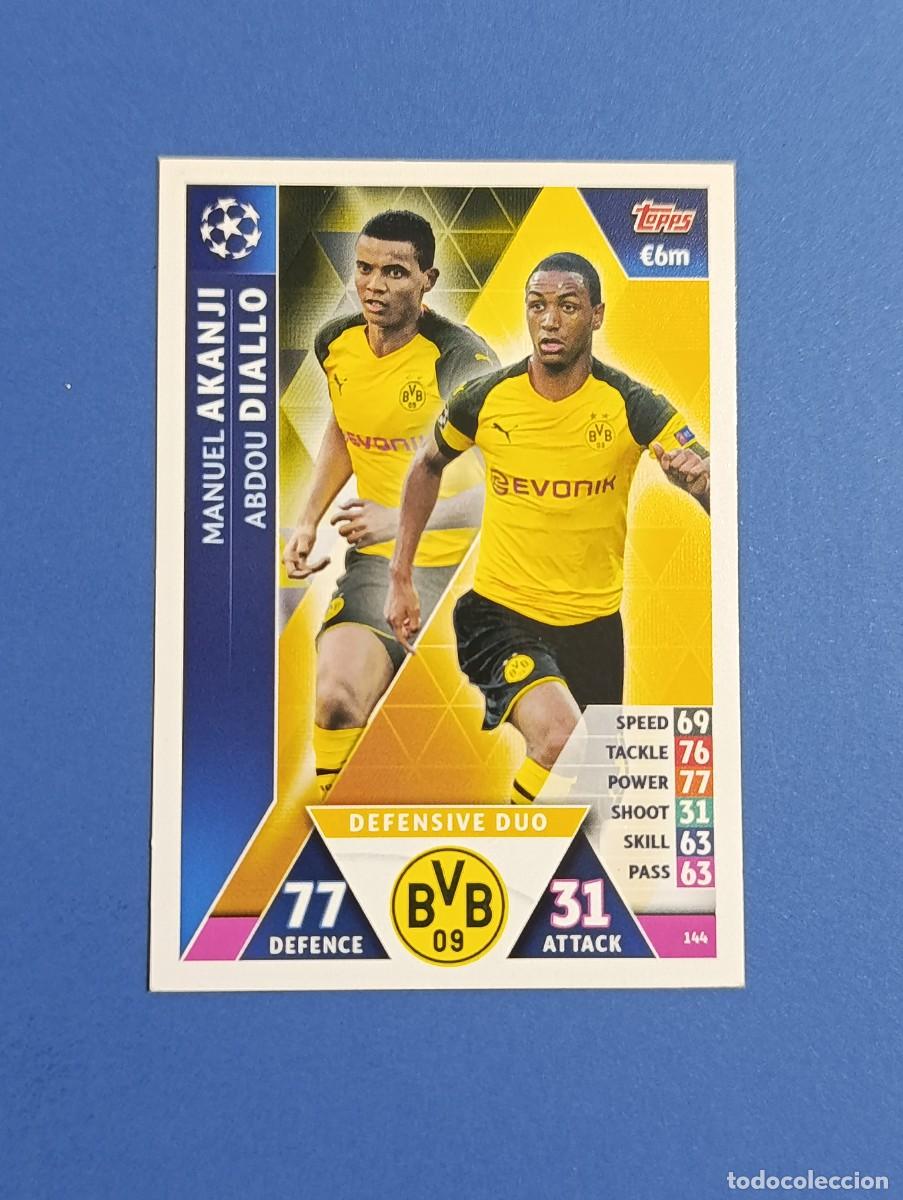 Cromos de f&uacute;tbol: AKANJI Y DIALLO- MATCH ATTAX 2018-19 CROMO 144 BORUSSIA DORTMUND