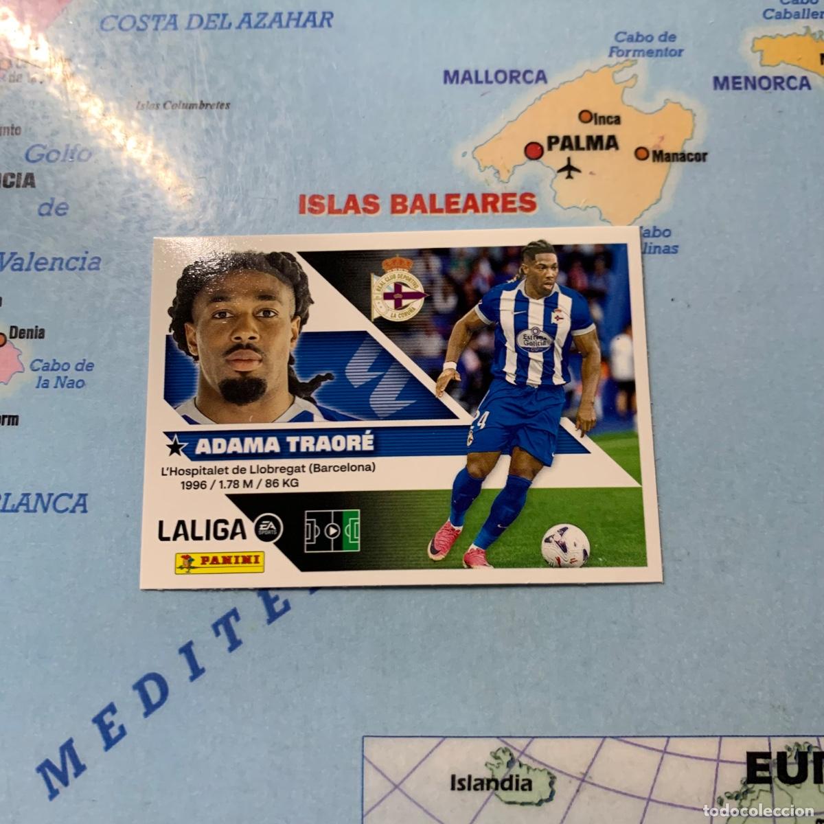 Cromos de f&uacute;tbol: Adama Traore &uacute;ltimo fichaje n&uacute;mero 62 del Deportivo cromo de la liga este 26-27 2026-2027
