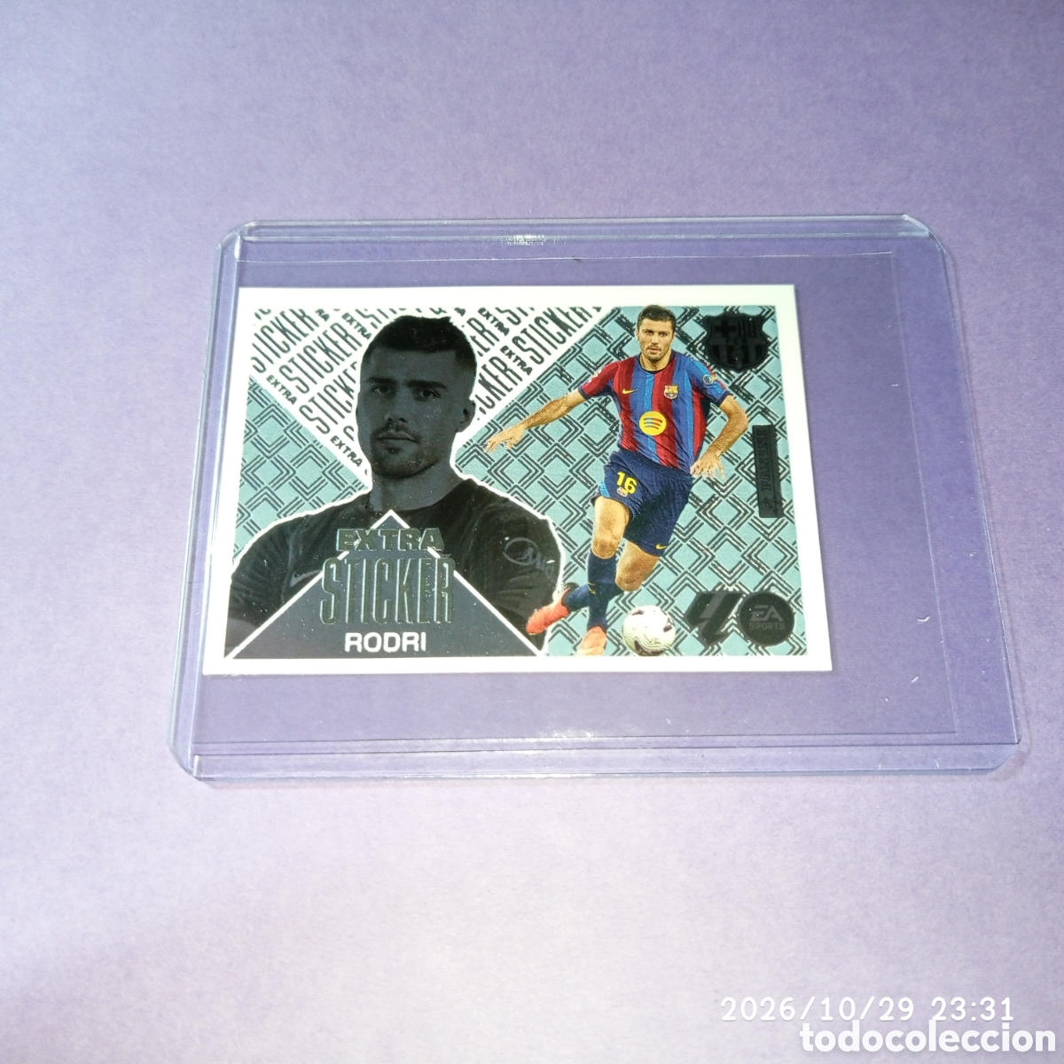 Cromos de f&uacute;tbol: NUEVO EXTRA STICKER PLATA RODRI FC BARCELONA LIGA ESTE 2026 2027 4 EDICI&Oacute;N