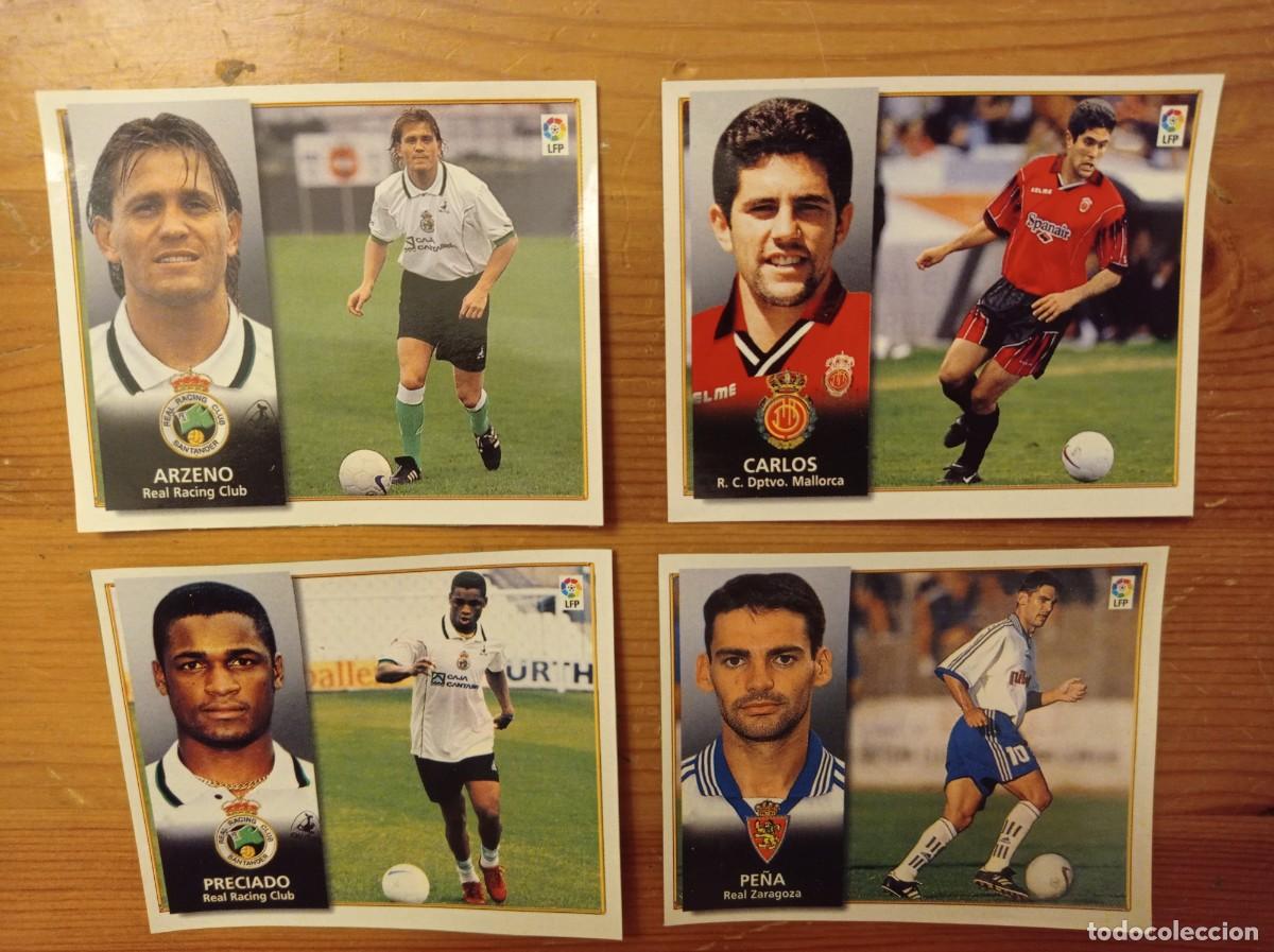 Cromos de f&uacute;tbol: Lote 3 colocas y 1 fichaje Este 98 99 Arzeno Preciado Carlos Pe&ntilde;a DESPEGADOS
