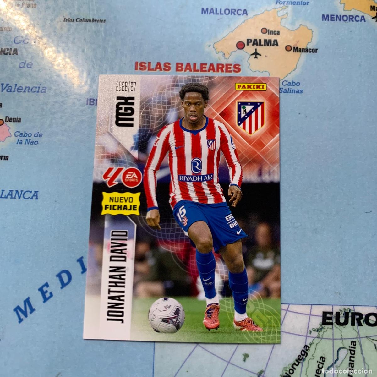 Cromos de f&uacute;tbol: Jonathan David nuevo fichaje n&uacute;mero 511 del Atl&eacute;tico de Madrid Megacracks 26-27 2026-2027
