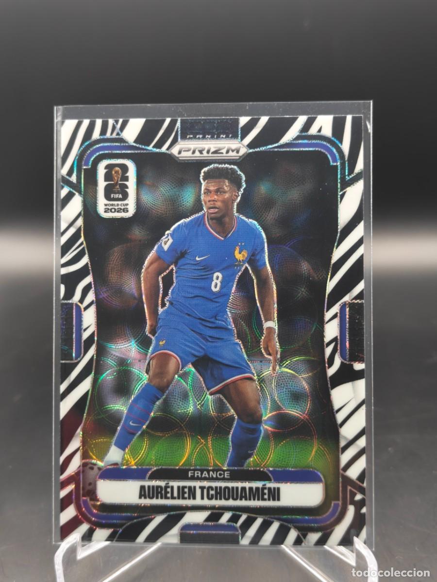 Cromos de f&uacute;tbol: Aur&eacute;lien Tchouam&eacute;ni Panini Prizm World Cup 2026 #29 Choice Zebra Francia