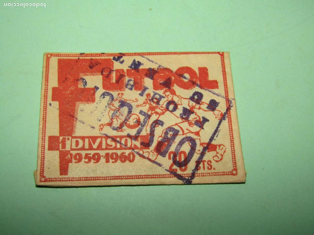 Cromos de f&uacute;tbol: Antiguo Sobre de Cromos sin Abrir 20 cts. FUTBOL 1&ordf; Divisi&oacute;n 1959-1960 de FHER