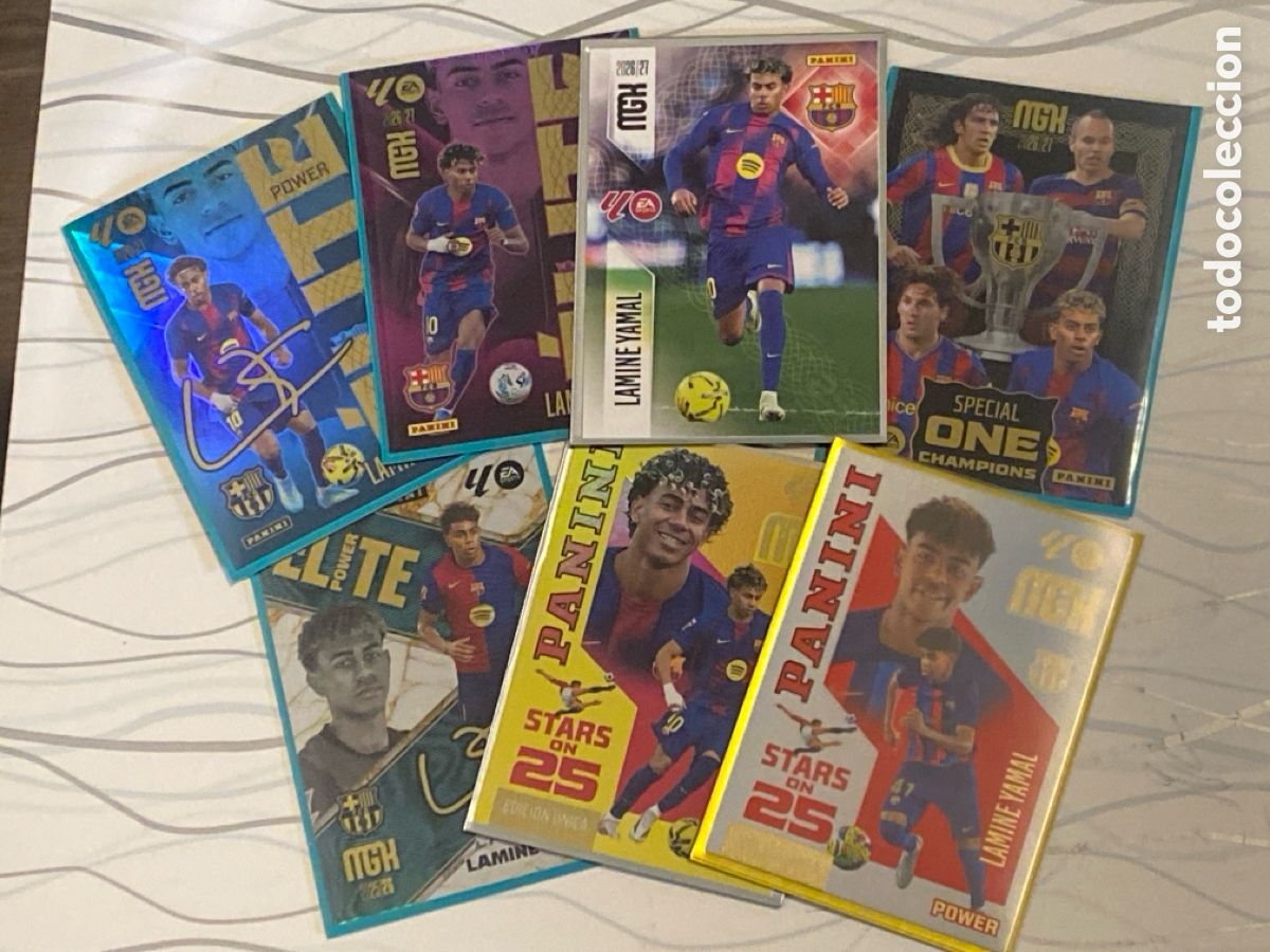 Cromos de f&uacute;tbol: 7 Cartas PANINI MGK Lamine Yamal 2025 26 27 ELITE POWER STARS EDICI&Oacute;N &Uacute;NICA SPECIAL ONE CHANPIONS