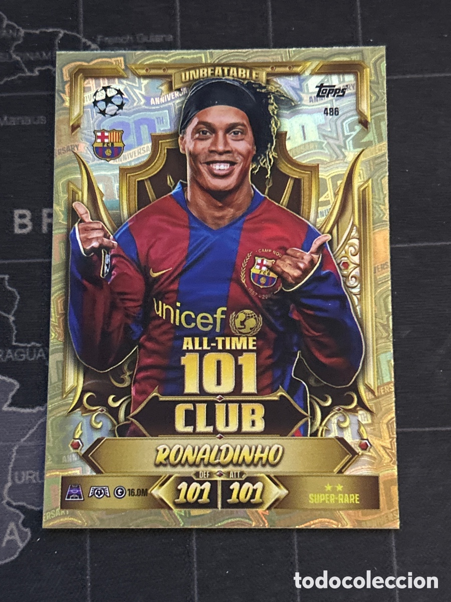 Figurine di Calcio: 486 RONALDINHO (BARCELONA) 100 CLUB ALL TIME CHAMPIONS LEAGUE TOPPS MATCH ATTAX 2026 2027 26 27