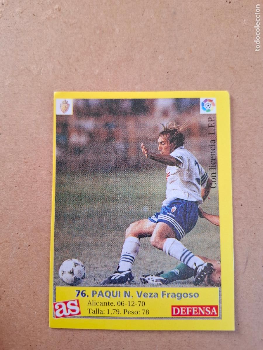 Cromos de f&uacute;tbol: LIGA 95 96 1995 1996 - AS - 76 PAQUI - REAL ZARAGOZA ( NUNCA PEGADO )