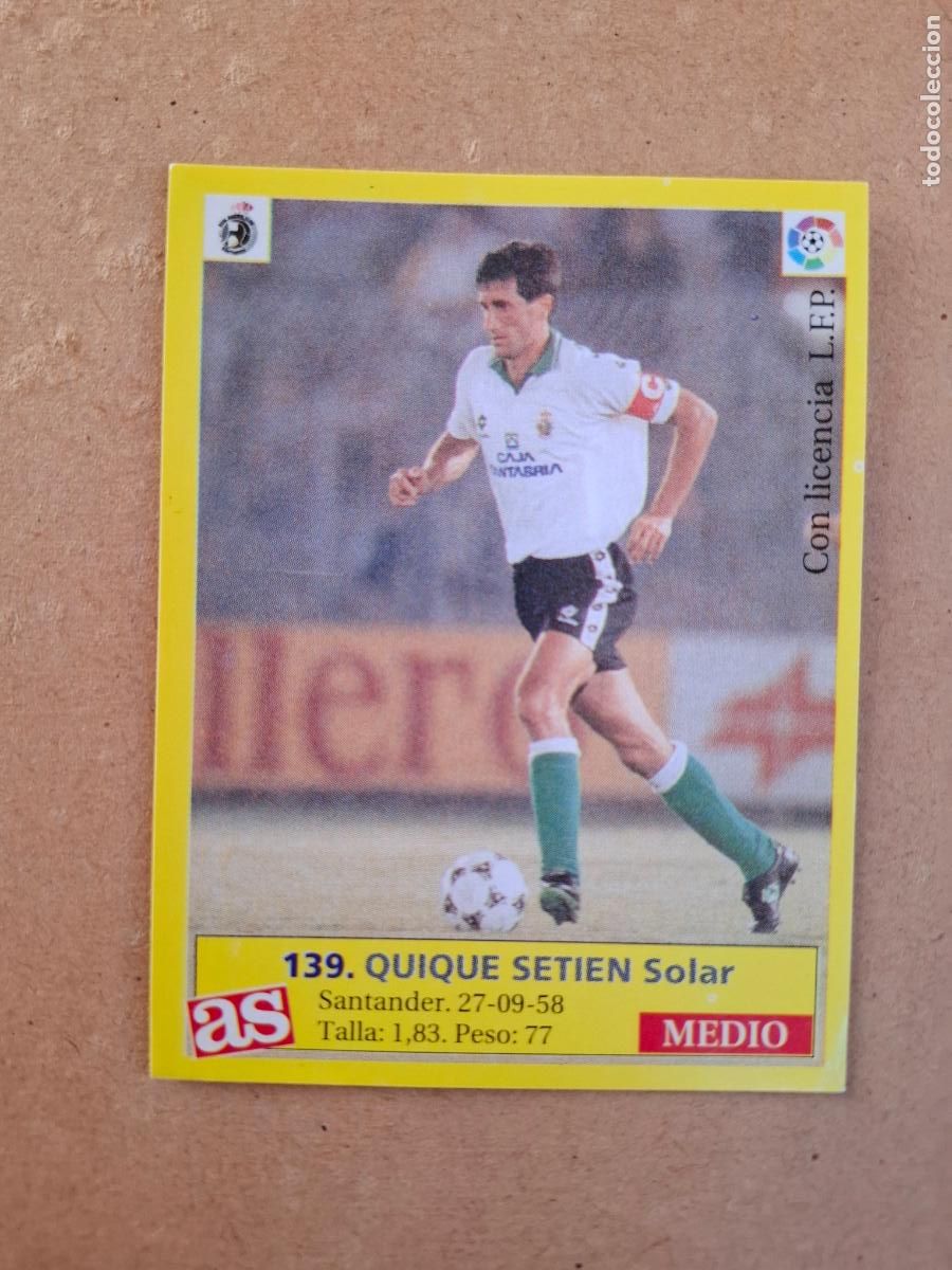 Fu&szlig;ball-Sticker: LIGA 95 96 1995 1996 - AS - 139 QUIQUE SETIEN - RACING CLUB ( NUNCA PEGADO )