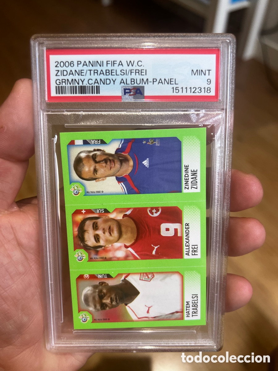 Cromos de f&uacute;tbol: 2006 Panini FIFA World Cup Germany Candy Album Zidane Trabelsi Frei PSA 9 MINT