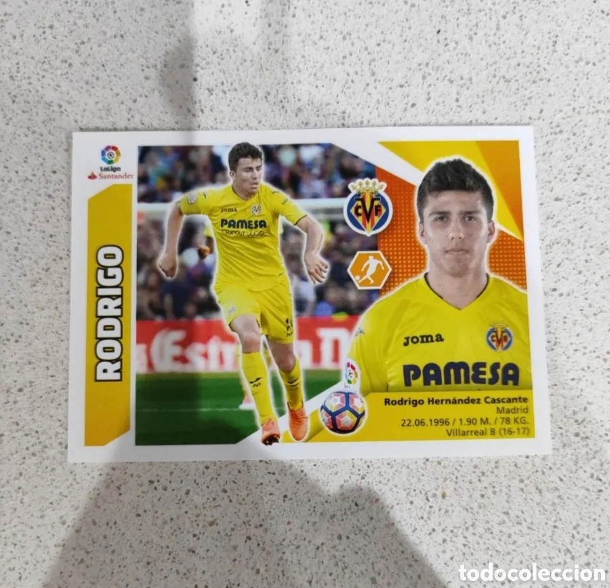 Cromos de f&uacute;tbol: CROMO N&Uacute;MERO 10A RODRIGO VILLARREAL. LIGA ESTE 17/18. SEGUNDA EDICI&Oacute;N.