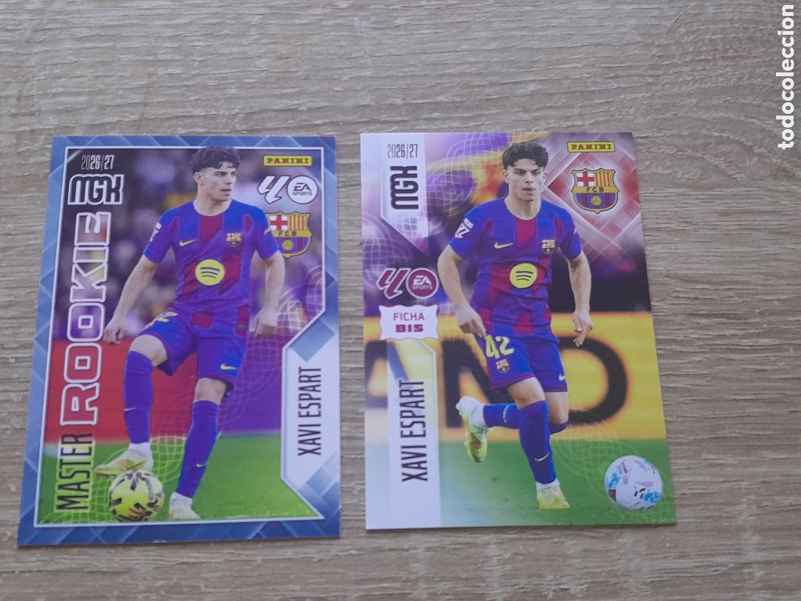 Cromos de f&uacute;tbol: n&ordm; 422 y 76 bis XAVI ESPART BARCELONA MASTER ROOKIE MEGACRACKS LIGA 2026 2027 26 27