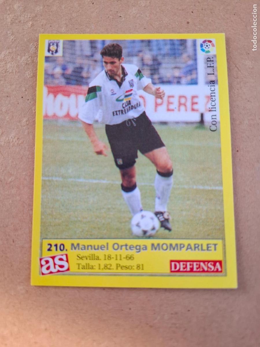 Cromos de f&uacute;tbol: LIGA 95 96 1995 1996 - AS - 210 MOMPARLET - M&Eacute;RIDA C.P. ( NUNCA PEGADO )