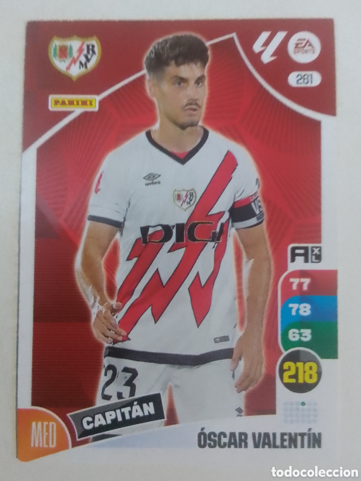 Cromos de f&uacute;tbol: Adrenalyn XL 2024-25 n&deg; 261 &Oacute;scar Valent&iacute;n &bull; Rayo Vallecano.