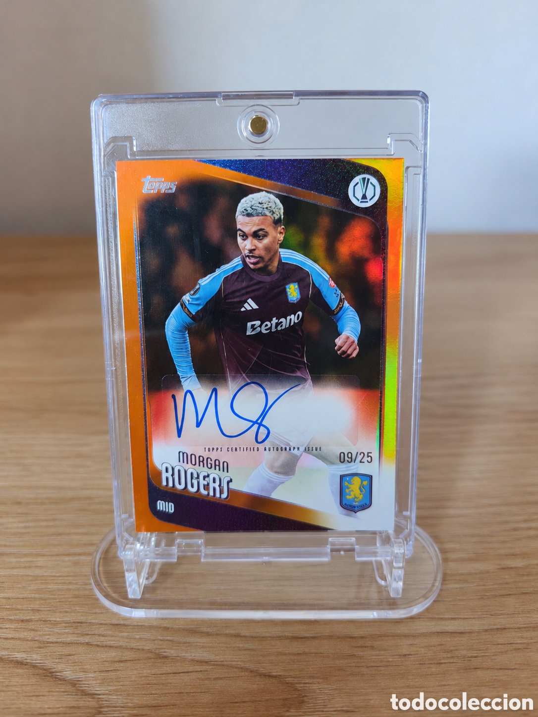 Cromos de f&uacute;tbol: Morgan Rogers Auto /25 09/25 Topps UEFA Club Competitions 2025/26 Aston Villa