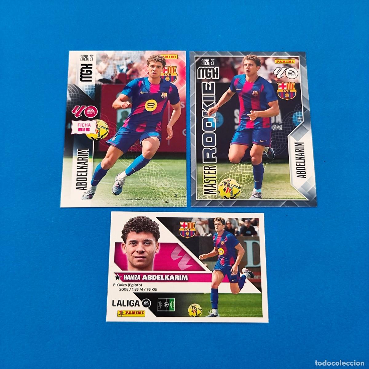 Cromos de f&uacute;tbol: Este Megacracks 2026 2027 / 26 27 Abdelkarim Master Rookie 406 Ficha Bis 90 Bis coloca Barcelona