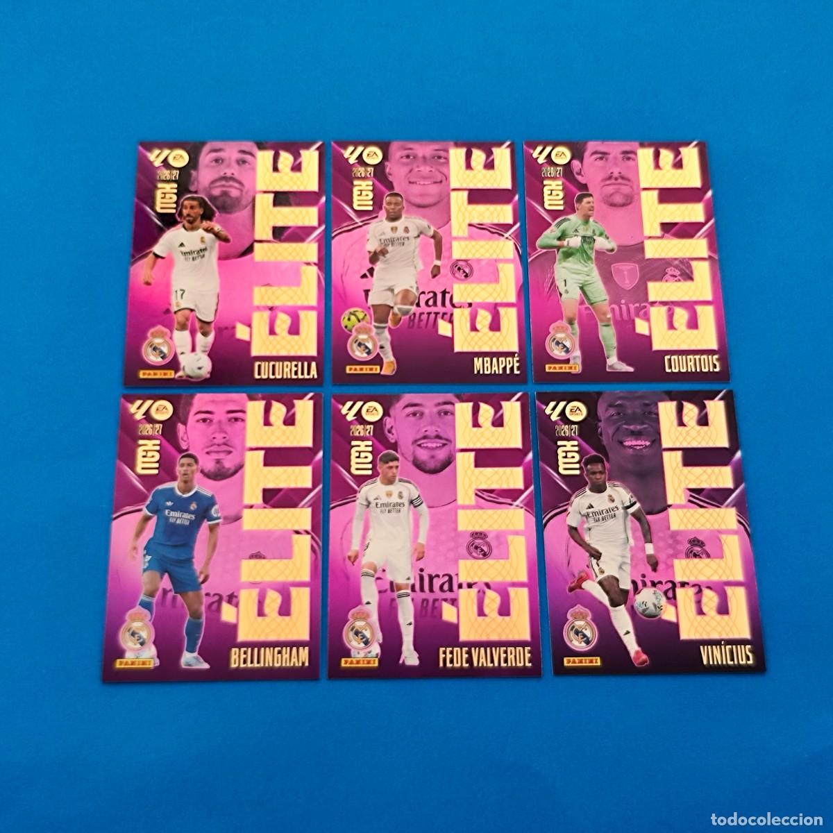 Cromos de f&uacute;tbol: Megacracks 2026 2027 / 26 27 &Eacute;lite Cucurella Bellingham Valverde Courtois Vinicius Mbappe
