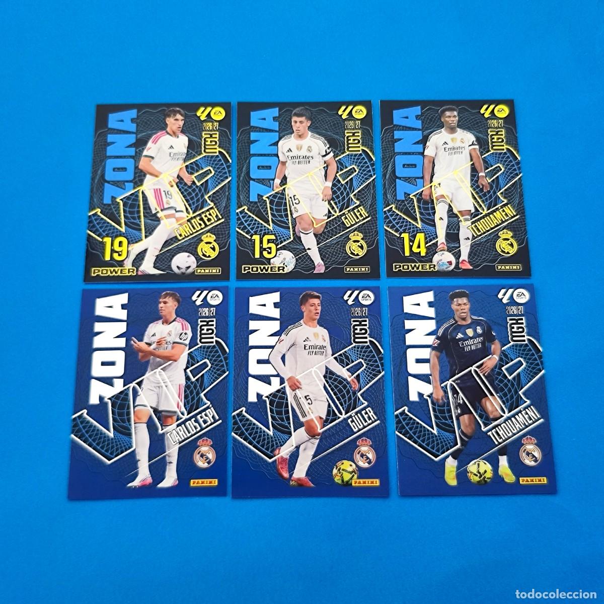 Cromos de f&uacute;tbol: Megacracks 2026 2027 / 26 27 Zona Vip - Vip Power Carlos Esp&iacute; G&uuml;ler Tchouameni Real Madrid