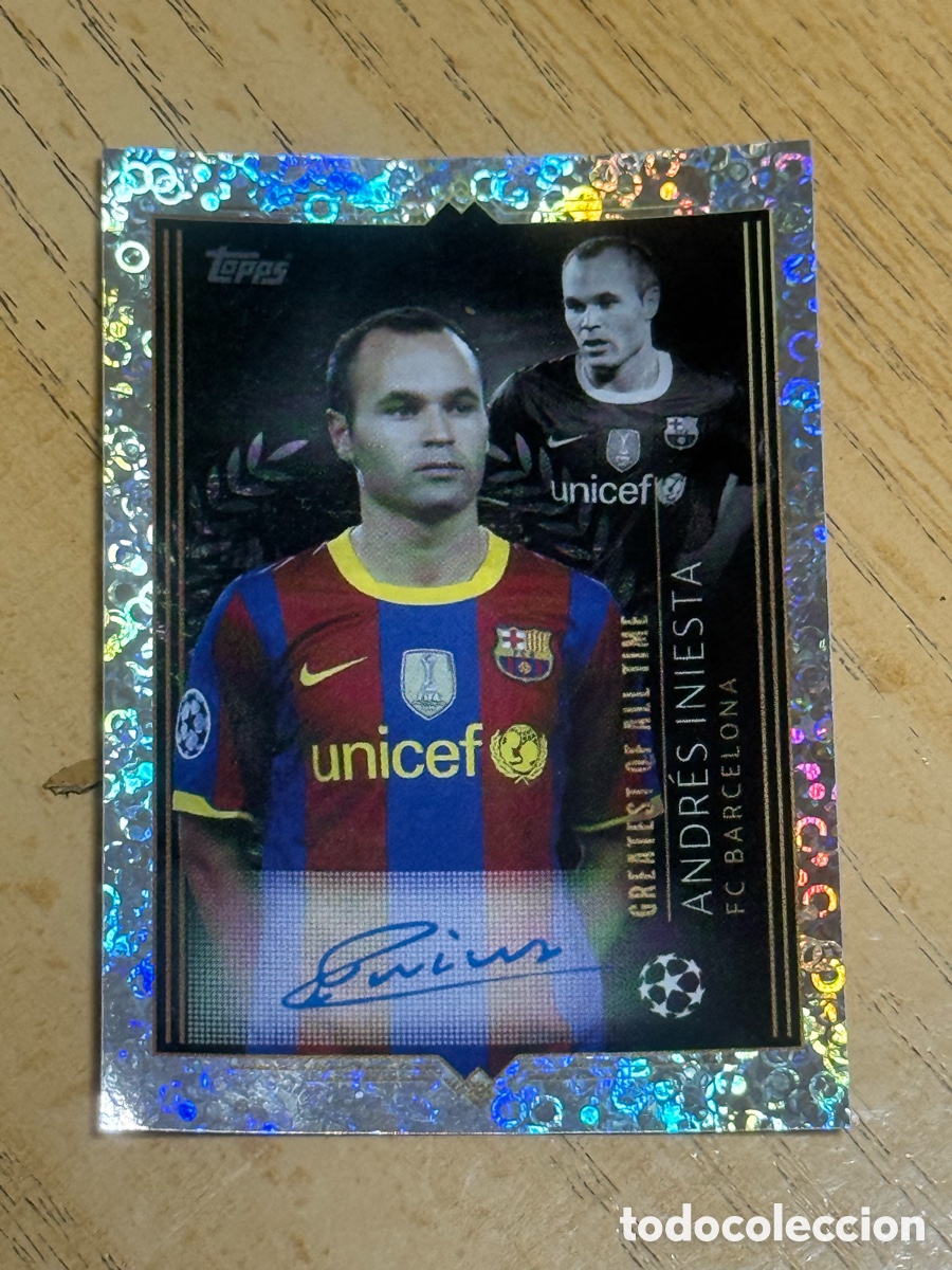 Fu&szlig;ball-Sticker: Andr&eacute;s Iniesta Auto Serigrafiado Topps Champions