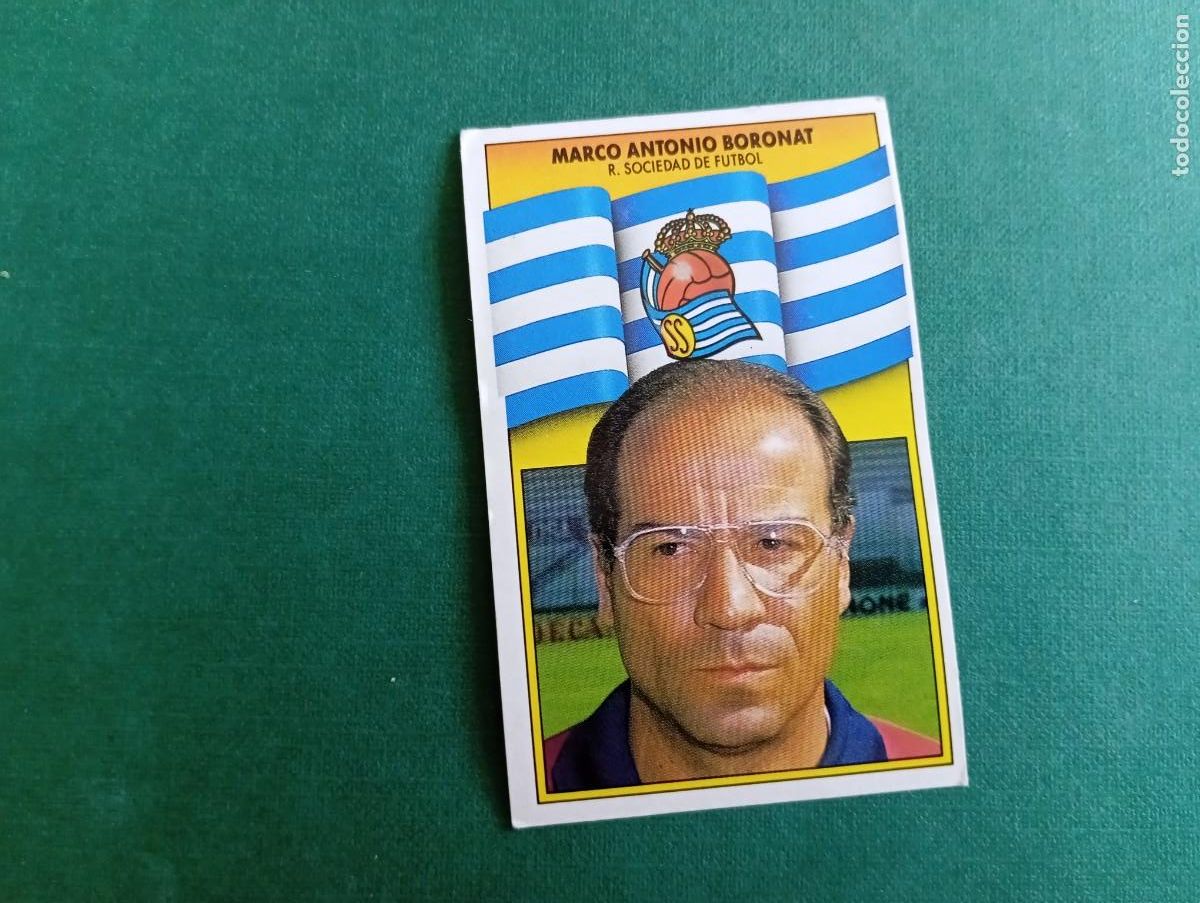 Fu&szlig;ball-Sticker: Liga Este 1990 1991 90 91 REAL SOCIEDAD MARCO ANTONIO BORONAT NUNCA PEGADO