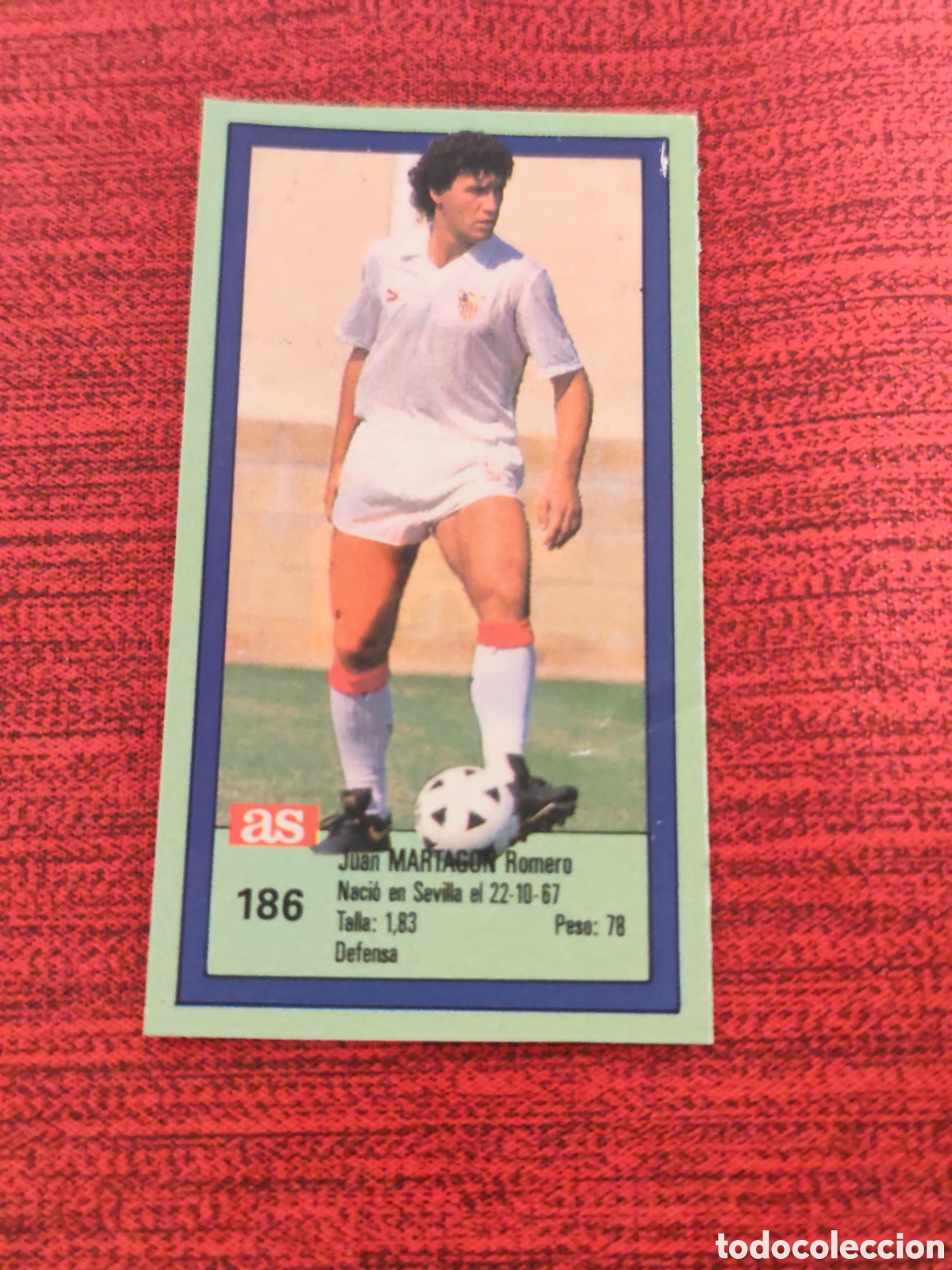 Football Stickers: 186 MARTAG&Oacute;N SEVILLA ASES DE LA LIGA 1989 1990 DIARIO AS