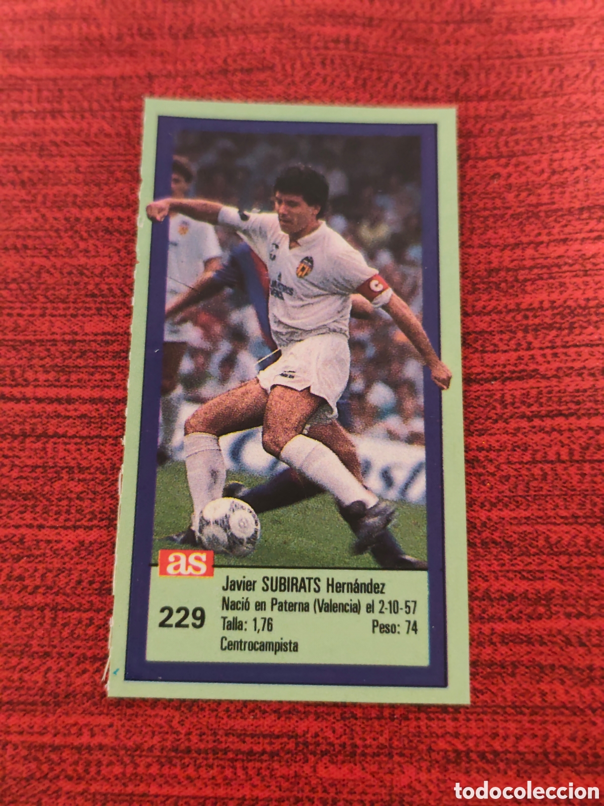 Cromos de f&uacute;tbol: 229 SUBIRATS VALENCIA ASES DE LA LIGA 1989 1990 DIARIO AS