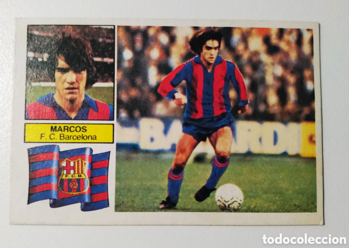 Cromos de f&uacute;tbol: MARCOS 1982 1983 F.C. BARCELONA VERSI&Oacute;N PINTADO CON FCB DE EDICIONES ESTE 82 83 DESPEGADO RECUPERADO