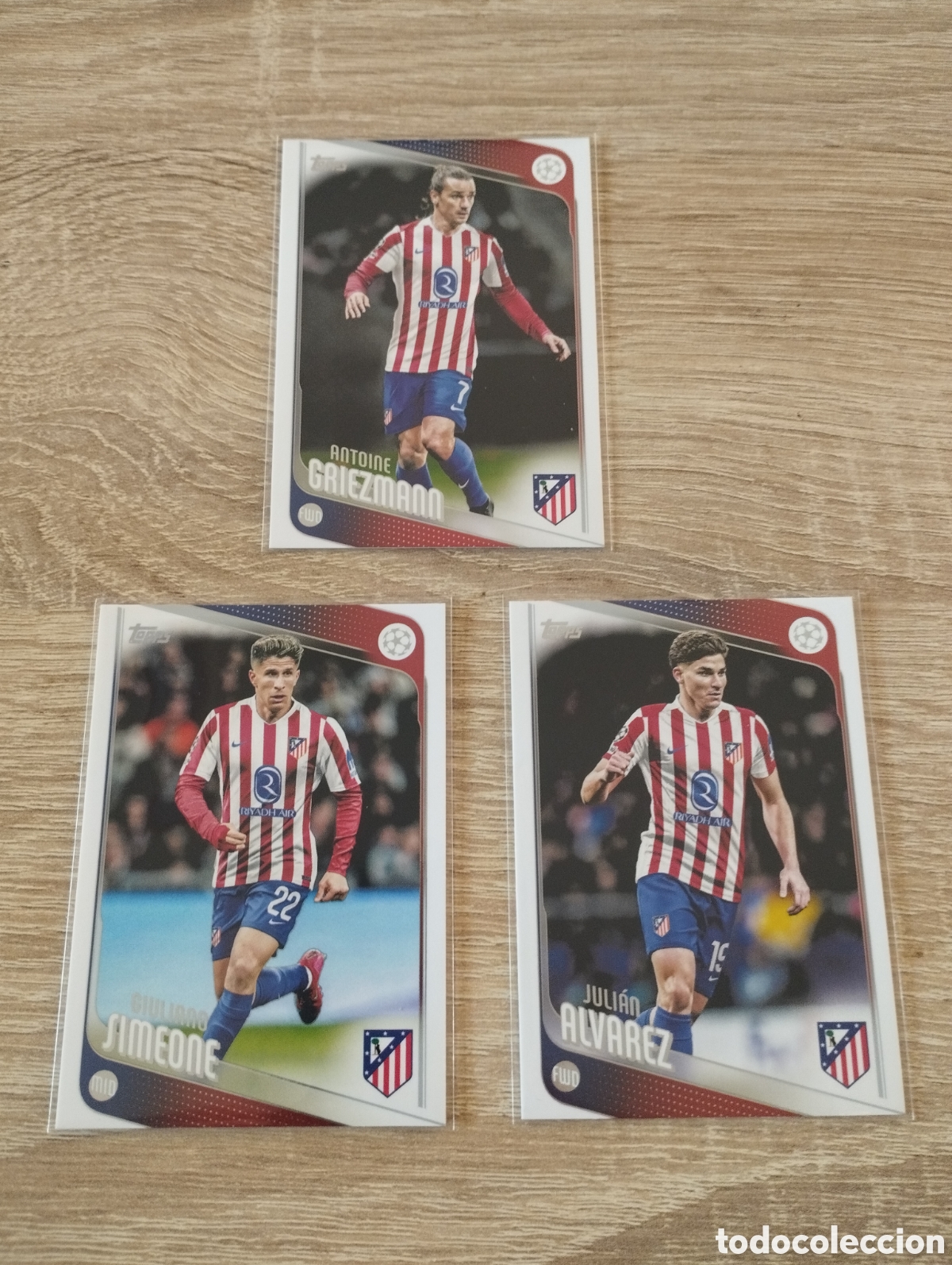 Cromos de f&uacute;tbol: Lote 3 cartas Topps At. Madrid Juli&aacute;n &Aacute;lvarez, Griezzman y Giuliano